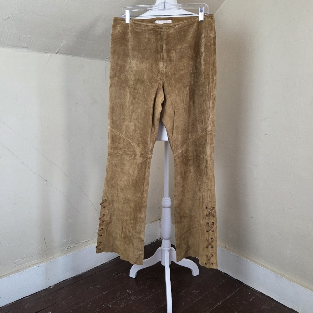 Vintage Margaret Godfrey High Waist Flare Leg Brown Suede Pants Size 10